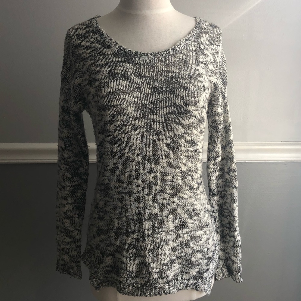 Pink Rose Marled Chunky Knit Scoop Neck Sweater, S